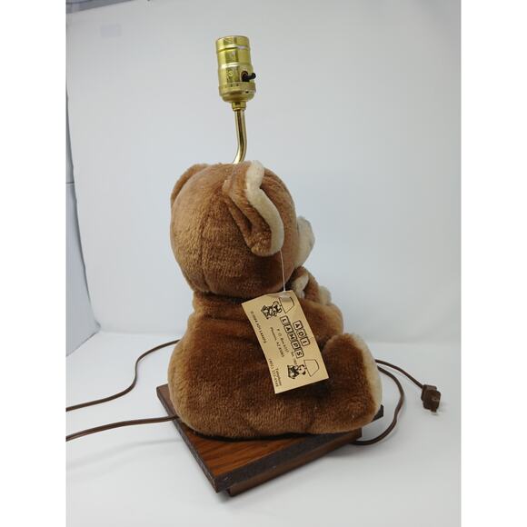 vintage 80’s ADI Brown Teddy Bear Nursery Table Lamp Plush Musical Animal - Picture 8 of 16